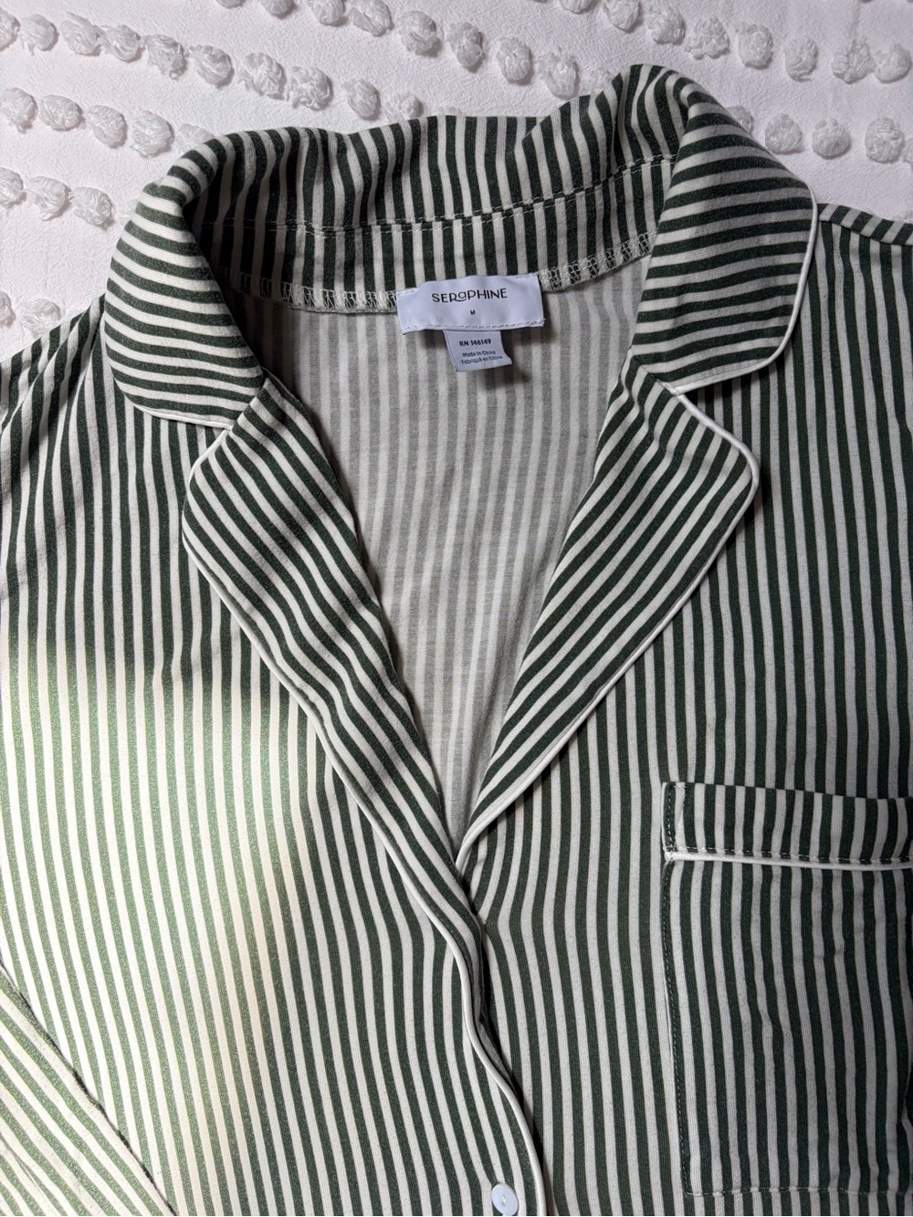 Seraphine Olive Green & White Striped Maternity Pajamas